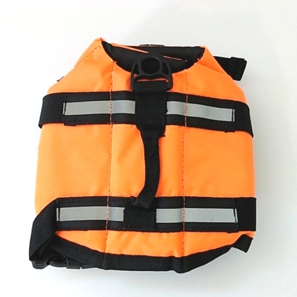 SMALL PET DOG LIFE JACKET SECURITY VEST ORANGE BLACK SIZE XXS NWT